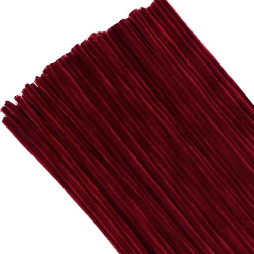 TOAOB piprensare vinröd för pyssel 100 stycken chenilletråd rörrengörare lång 30 cm x 6 mm piprengörare hantverk för gör-det-själv hantverksprojekt