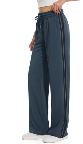 Tapata Pantalones de chándal para mujer de 28/30/32/34 con entrepierna holgada, pierna recta, pantalones de chándal para calentamiento, deportes, atletismo, correr, Gris oscuro, X-Large