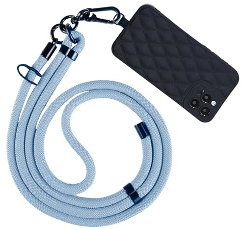 Soporte para teléfono, correa de nailon antirrobo, correa cruzada con parche, correa de nailon ajustable para el cuello compatible con la mayoría de teléfonos inteligentes, , Refer to description