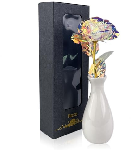LUMITERRA Cadeaux de Fête des Mères pour Femmes - Rose Eternelle sous Cloche, Fleur Éternelle Galaxy Étoilée La Belle et la Bête, Fleur Artificielle Création Florale Cadeau pour Maman, Grand-mère