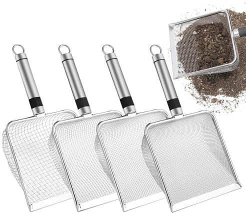 Criba de Tierra | Criba de Tierra Portátil | 4 Piezas Multiusos con Mango para Cuidado de Bonsáis Jardinería Búsqueda de Oro y Paisajismo