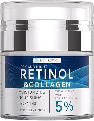 Retinol & Collagen Intensive Gesichtspflege Niacinamide & Olivenöl, Vitamin A B C & E, 5% Hyaluronsäure für glattere Haut, Feuchtigkeitscreme - 50ml