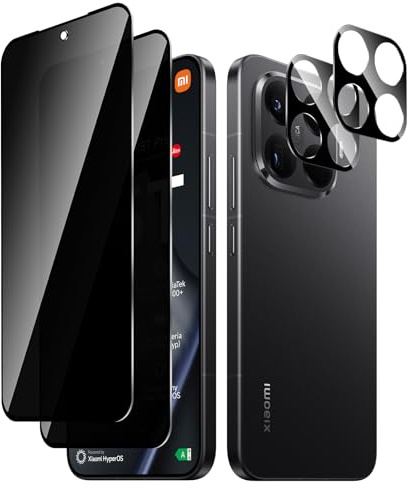 Liilaa Protector de Pantalla de Privacidad para Xiaomi 15T / 15 T Pro, 2 Piezas Antiespia Cristal Vidrio Templado y 2 Piezas Protectore Cámara, Sin Burbujas alta Sensibilidad