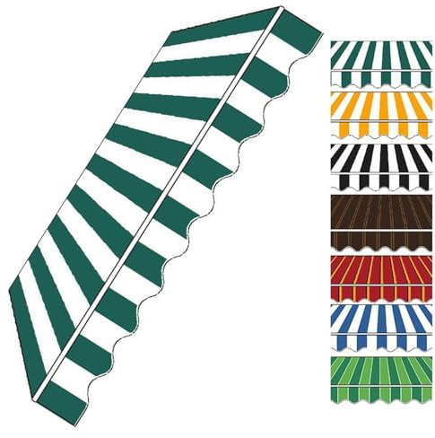 Tenda da sole retrattile per patio, 33 x 2 m, in poliestere, impermeabile, ricambio manuale, tenda da esterno per negozi, bar (striscia 6, 5 x 2 m)