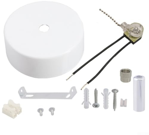 Honseadek 150cm Pull Cord Light Switch Having Safety Chain for Bathroom for Lights Topmount Installation Ceiling Enhanced Chrome in Wet Rooms (WHITE)