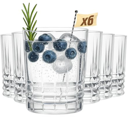 MUVELL 6er Tumbler Gläser Set „Finland“ - 310 ml Trinkgläser & Wassergläser - 3 mm Glasstärke, Kristallklar & spülmaschinenfest - stabile Cocktailgläser & Whiskygläser - Geschenkset