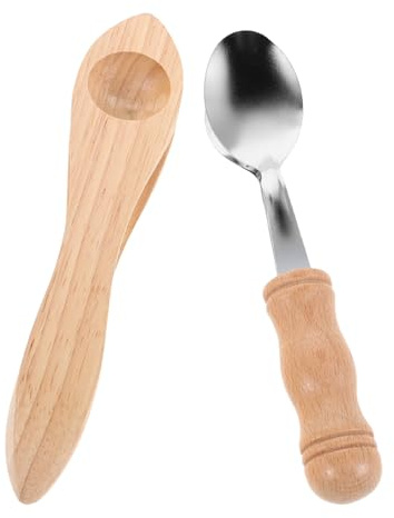 LOLIPPYY 2pcs Orff Rhythm Clapping Spoon Wooden Percussion Music Sticks for Boys and Girls Party Folk Wood Musical Instrument
