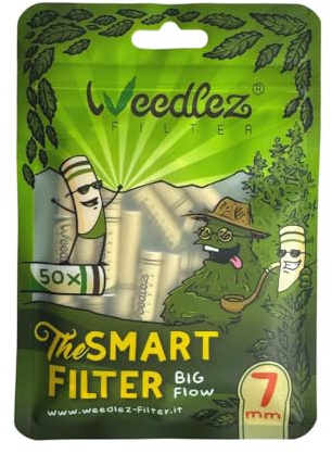 Weedlez® - Big Flow 7mm - al carbone attivo e tappi in ceramica - 50 filtri