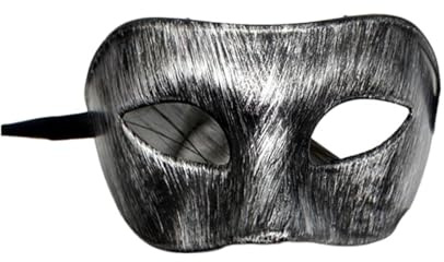 MWAHJU 4 st kvinna män maskerad mask bal retro mönster enfärgade masker Mardi Gras kostym fest bröllop födelsedag för vuxna (svart silver)
