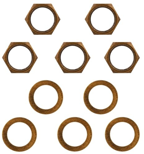5 Set of Guitar Jack Nut and Washer, Alloy Thread 3/8-32u Input Output Jack Nut and Washers Replacement Parts for Electric Guitar Bass Sockets (Bronze)