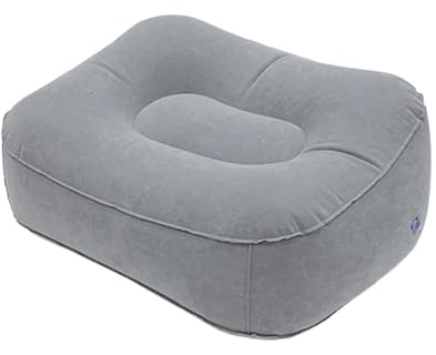 NonMiFyR Almohada Reposapiés Inflable Cojín Ergonómico para Pies Soporte de Piernas Portátil con Inflado Rápido Fabricada en PVC Flocado Adecuada para Avión Co, Gris