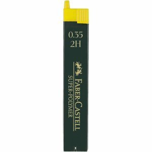 Faber-Castell 120312 2H schwarz Mine – Minen (2H, schwarz, 0,35 mm, Faber-Castell TK 9400, Box, 12 Stück (S))