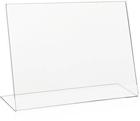 VITAdisplays® L-Aufsteller DIN A4 Querformat/Tischaufsteller/L-Ständer/Plakataufsteller/Werbeaufsteller/schräg, aus original PLEXIGLAS