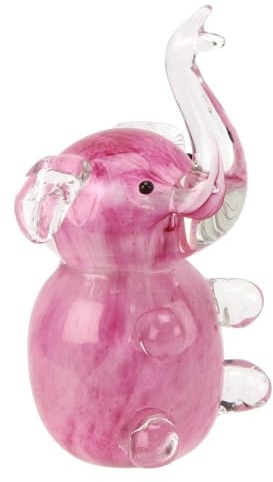 Briefbeschwerer, Elefantendesign, Glas, Rosa