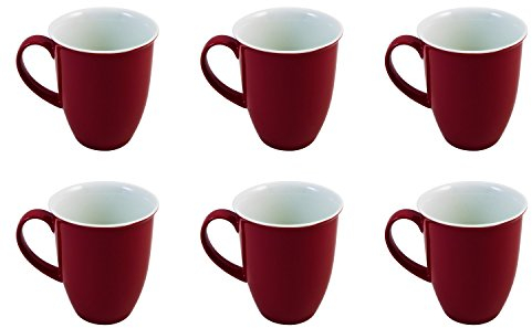Ritzenhoff & Breker Kaffeebecher Doppio 6er Set, 320 ml, Rote Henkelbecher aus Porzellan, Mix & Match Geschirr, Rot