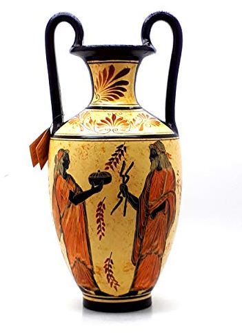 Anfora Jarrón de cerámica griega Pintura de cerámica Diosa Hera y Dios Zeus
