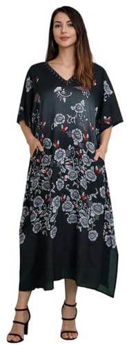 Miss Lavish London Kaftan Tunika plus size strandöverdrag maxi klänning nattkläder utsmyckade Kimonos [K134]