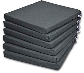 Rollmayer 6er Set Stuhlkissen Stuhlauflage Sitzkissen Sitzpolster Auflage für Stühle in Haus und Garten Kollektion Melange (Grafit 22, 40x40x4cm)