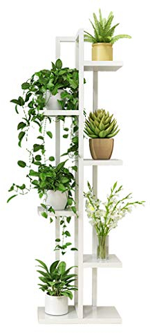 Blumenregal Holz Blumentreppen Pflanzentreppe Indoor Outdoor Metallständer Blumentöpfe Pflanzgefäß Halter Leiterregal Garten Wohnzimmer Balkon Terrasse Decor (weiß)