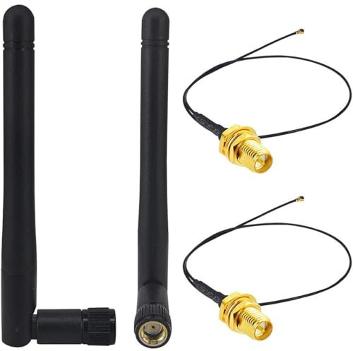 BOOBRIE WiFi Antenna 3dBi 2.4/5/5.8 GHz RP-SMA Male WiFi Aerial and 25cm MHF4 to RP-SMA Female Pigtail 0.81mm for Wireless Mini-PCI Express PCIE Network Card Adapter