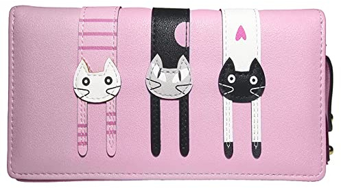 Spldsun Mini Portefeuille Mignon, Bande Dessinée de Chat Fille Porte-Monnaie, Porte-Monnaie en Cuir avec Fermeture ÉClair, Cadeaux Mignons pour Les Filles(Rose)