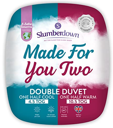 Slumberdown Made For You Two Double Duvet - Half 4.5 & Half 10.5 Tog Double Quilt for Couples with Different Sleep Temperatures | UK-Made, Non-Allergenic, Washable (200 x 200cm)