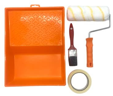 Nespoli Kit rullo vernice antigoccia 18 cm, con vassoio, nastro e pennello, ideale per pareti e soffitti, set fai da te per la decorazione della casa