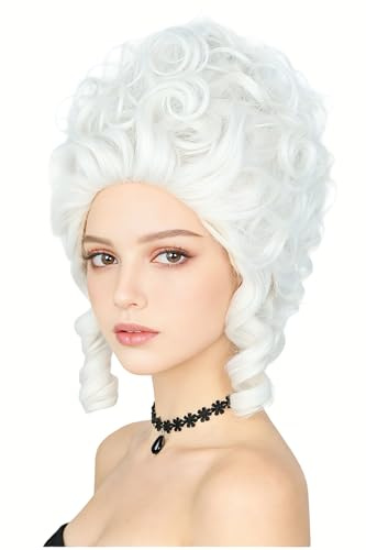 LeMarnia Weiß 18th Century Königin Perücke Honeycomb Perücke Lockige Retro Perücken Halloween Cosplay Kostüm Perücken