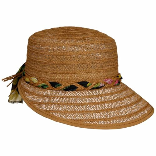 Lipodo Vented Valevia Schute Sonnenvisor Damen Strohcap mit Garniturband Frühjahr Sommer braun One Size