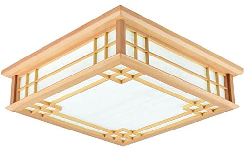 Moderne Deckenleuchte Deckenlampe LED-Deckenleuchte aus Holz im japanischen Stil, dimmbares Licht, moderne quadratische Deckenleuchte, energiesparende Schrankbeleuchtung for Büro, Wohnzimmer, Arbeitsz