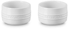 Le Creuset Stoneware Round Ramekin Straight Wall Set of 2, 7 oz. Each, White