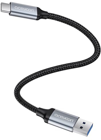 aceyoon Cavo USB Type-C Corto 20cm, 3A Cavo Dati USB Type-C 3.0 Ricarica Rapida e Sincronizzazione Dati Cavo Type C in Nylon Intrecciato Compatibile per Samsung S23/S22/S21/S10, per Huawei P40/P30