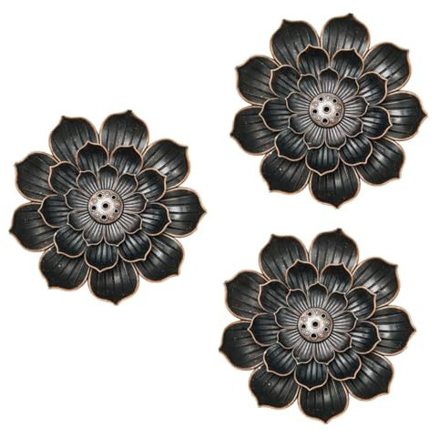 DEARMAMY 3stücke Retro Sandelholz Räucherstäbchenhalter Aus Lotus Design Für Aromatherapie Und Meditation Geeignet Für Verschiedene Räucherstäbchenarten Elegante Und Mystische