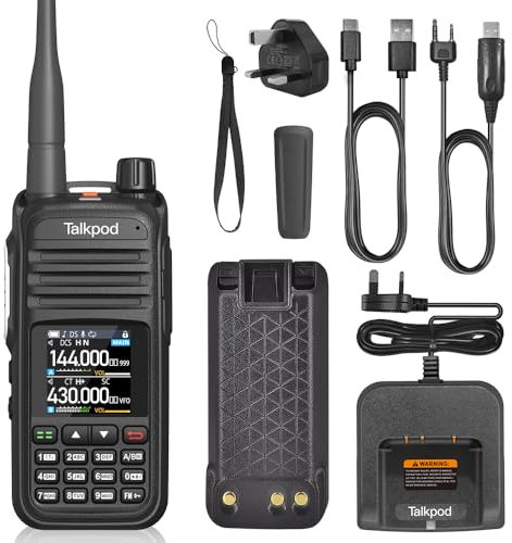 Talkpod A36PlusMAX Dual Band Two Way Radio, 8W Output, Long Range Handheld Radio with 144-146/430-440MHz VHF UHF Receive, 3200mAh Battery, 1.44 inch Color Screen (Black)