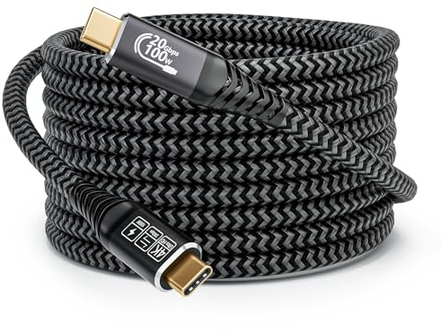 EUDOBEL USB C Kabel 5m 4K@144Hz 5K@60Hz Videokabel, USB-C 3.2 20Gbps Datenkabel, PD 3.0 100W 20V/5A USB C auf USB C Kabel für Thunderbolt 4, Thunderbolt 3, iPhone 16/15, MacBook, Switch, VR, SSD