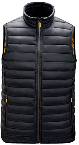 KONG JIMFAN Warehouse Deals Angebote Steppweste Herren Baumwolle Bequeme Herren Weste Stehkragen Outdoor Jacke Sportwesten Einschubtaschen Ärmellos Jacke Übergangsweste Daunenweste(Schwarz,6XL)