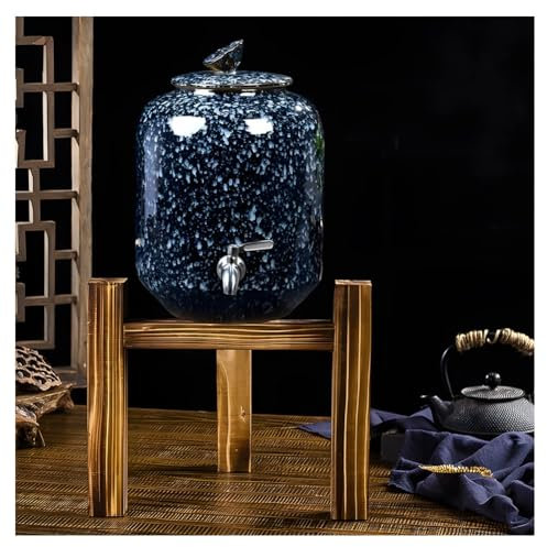 zktoermn Dispensador De Agua De Cerámica, Tanque De Agua De Té con Tapa, Grifos De Acero Inoxidable Y Soportes Triangulares, Muy Adecuado para Usar En Casa O En La Oficina(F,32x24 cm)
