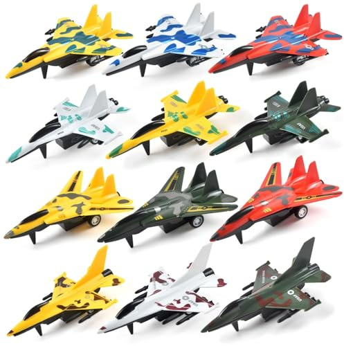 TGXLAK 12 Pcs Pull Back Airplane Toys, Boys Plane Playset,FighterToys, Gifts for Toddler Kids 2-8 Years Old, Kids Presents Toys, Baby birthday gift