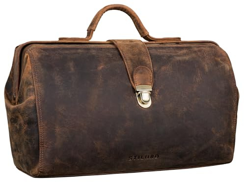 STILORD Percy läkarväska läder retro läkarkoffert doktorsväska affärsväska hembesök äkta läder Farbe