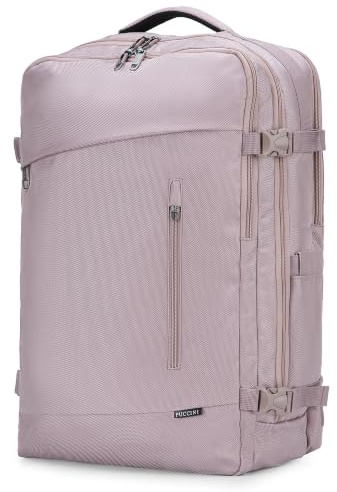 PUCCINI Easy Pack XL Handgepäck Großer Rucksack 55x37x20 cm für Lufthansa Eurowings Condor Ryanair Wasserdichter Reiserucksack Flugzeug Reisetasche für Herren und Damen 40,7L Rosa