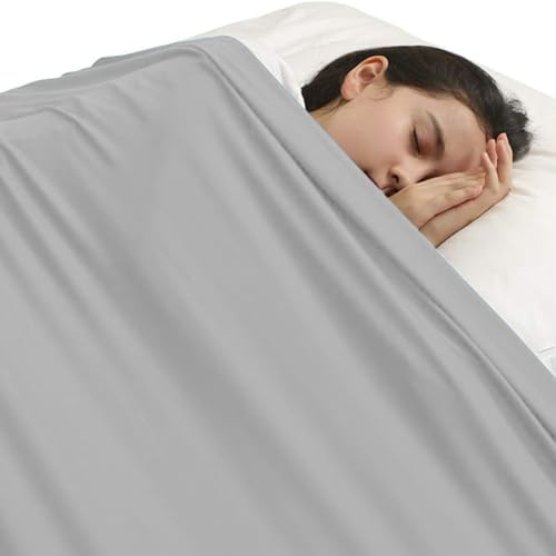SZSMART Sensory Compression Sheet for Kids, Lycra Elastane Bed Sheet, Breathable Sensory Blanket to Relieve Stress for Children with Autism, Anxiety (Grey, Double/136x147cm)