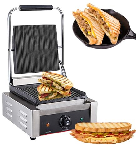 XNXYSMKJ Indoor Sandwich Maker, Electric Non-Stick Steak Press Grill, Commercial Single/Double Press Grill, for Vegetables, Meats, Bread (811a 220V)