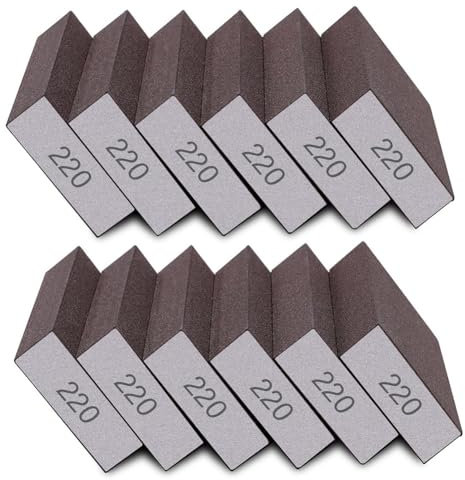 Tuesoa 12 Esponjas de Lijado de Grano 220, Bloques de Lijado Finos para Paneles de Yeso, Metal, Madera, Lavables y Reutilizables