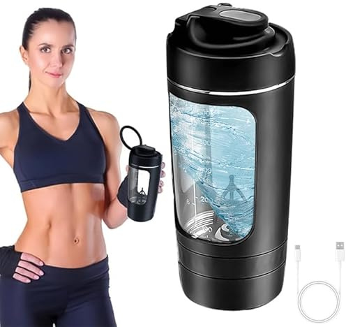 650MLProtein Shaker mit 9000 U/min,Wiederaufladbare blender bottle elektrisch, asutomatischer Mixer fürshaker proteinshake, Protein pulver und Sportnahrung (Schwarz)
