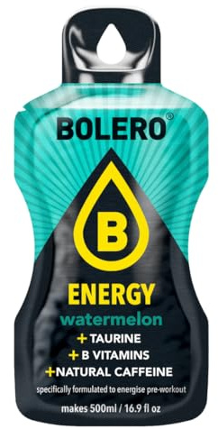 Bolero Energy - Bebida en polvo sin azúcar, vegana y sin gluten, para estilos de vida activos (12 x 14 g, sandía)
