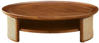 Moderno tavolino rotondo in legno con contenitore, design a basso profilo, facile da montare, ideale per soggiorno, camera da letto, casa, ufficio, elegante centrotavola per qualsiasi spazio