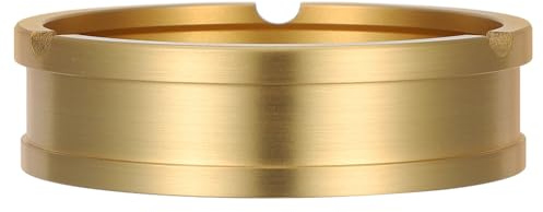 RORPOIR Cenicero De Latón Vintage Redondo para Mesa Escritorio Elegante Soporte para Colillas con Acabado Dorado Cepillado Práctico y Compacto para Hogar Oficina Decoración