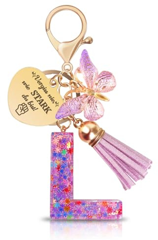 Schlüsselanhänger Buchstabe mädche, Schlüsselanhänger mit Anfangsbuchstaben Schmetterling Schlüsselbund für Weihnachten Geschenk, mit Herzförmig Keychain für Frauen,Kinder, Mädchen