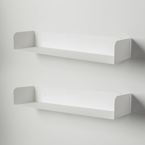 Steelnovo | Dante, Coppia di Mensole da Parete in Metallo Verniciato, Portalibri, Mensola da Muro Portaoggetti, 80x11x20 cm, Colore Bianco, Design Minimal e Moderno, Scaffale da Muro, Made in Italy