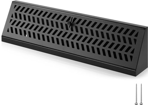 Blulu 1 Pack 18 Inch Baseboard Register Vent Duct Opening Size Baseboard Vent Covers Heavy Duty Steel Register Diffuser with Air Adjust Lever for Home Floor Wall Corner Supply, Easy to Install(Black)